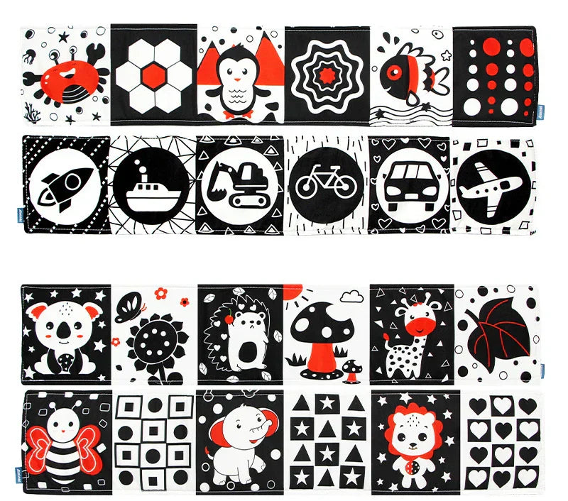 Livro de Contraste em Pano | Estímulo Visual para Bebês